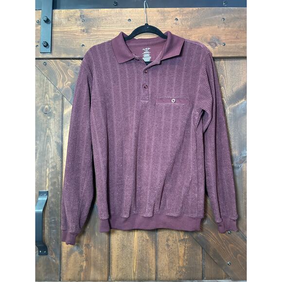 David Taylor Mens medium Sweater Burgundy Collar-Polo Style - Picture 1 of 4